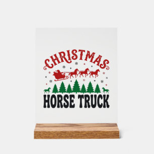 Weihnachts-Pferde-LKW Western Santa-Schlitten-Desi Acrylschild