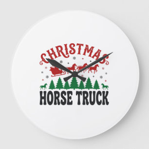 Weihnachts-Pferde-LKW Western Santa-Schlitten-Desi Große Wanduhr