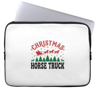 Weihnachts-Pferde-LKW Western Santa-Schlitten-Desi Laptopschutzhülle
