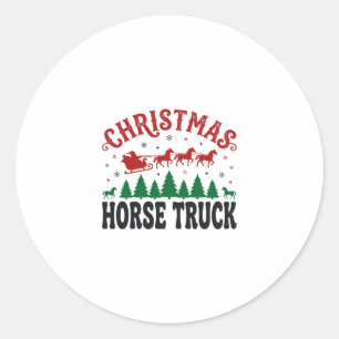 Weihnachts-Pferde-LKW-Western-Santa-Schlitten-Desi Runder Aufkleber