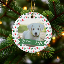 Weihnachts-Pfoten Haustier Foto Keramik Ornament