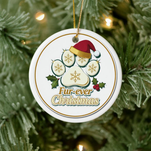 Weihnachts-Pfoten-Ornament Keramik Ornament (Baum)
