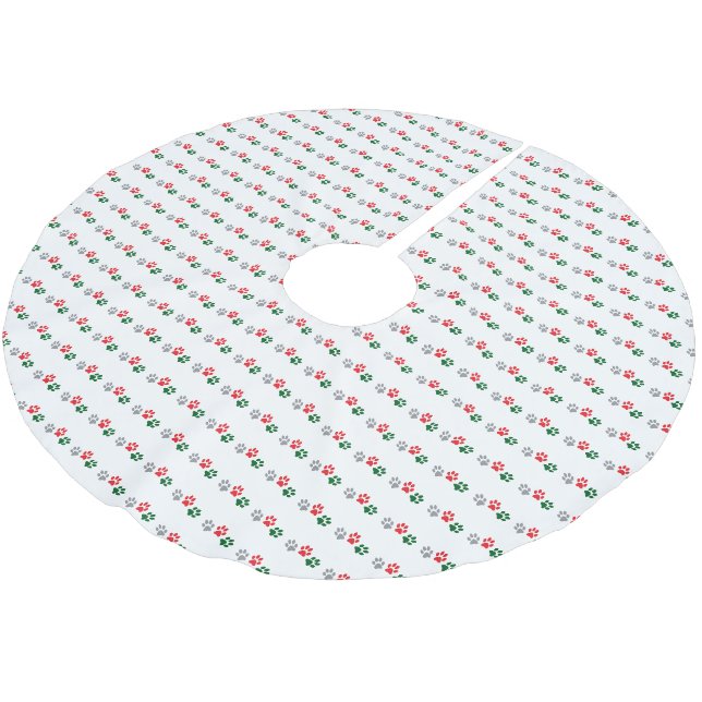 Weihnachts-Pfoten Polyester Weihnachtsbaumdecke (Schrägansicht)