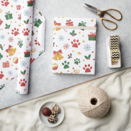 Weihnachts-Pfotenabdrücke & Geschenkverpackungspap Geschenkpapier