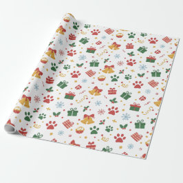 Weihnachts-Pfotenabdrücke & Geschenkverpackungspap Geschenkpapier