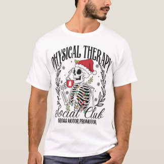 Weihnachts-Physiotherapie-Skelett-Santa-Hut T-Shirt