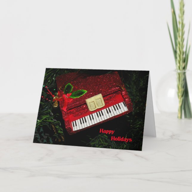 Weihnachts-Pianokarte, Happy Holidays Feiertagskarte (Vorderseite)