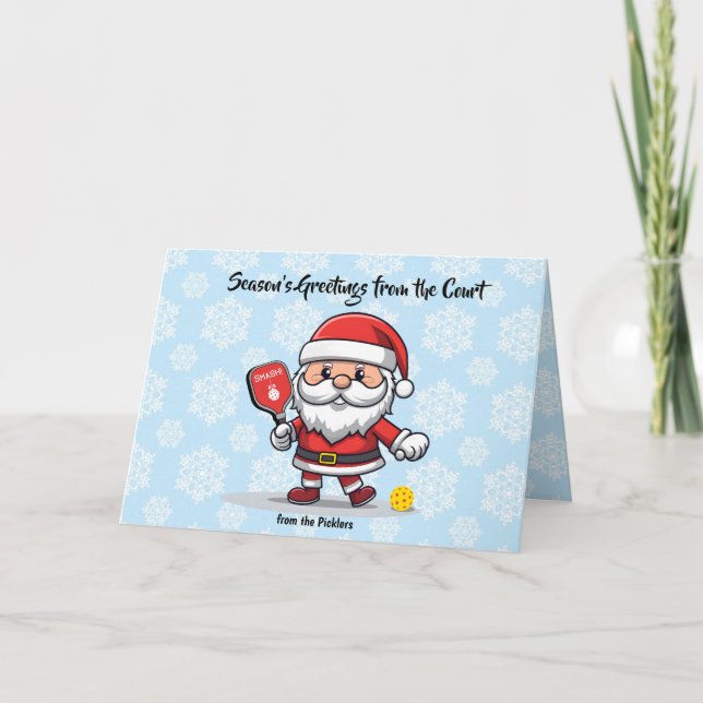Weihnachts-Pickleball Santa Feiertagskarte (Vorderseite)