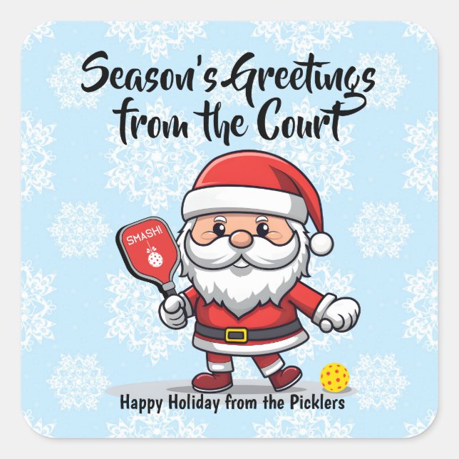 Weihnachts-Pickleball Santa Quadratischer Aufkleber (Vorderseite)