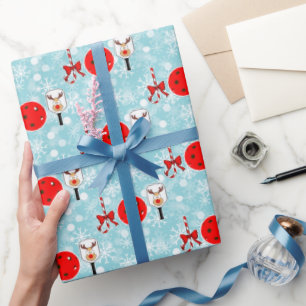 Weihnachts-Pickleball-Schläger Freude Schneeflocke Geschenkpapier