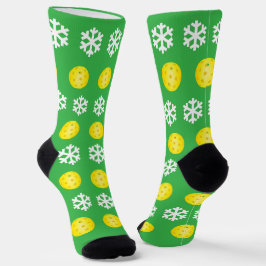 Weihnachts-Pickleball und Schneeflocken Spaß Sport Socken