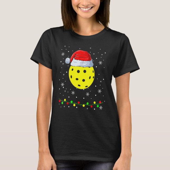 Weihnachts-Pickleball-Weihnachtsmannmütze T-Shirt (Vorderseite)