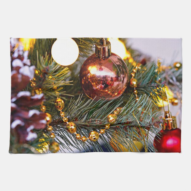 Weihnachts-Pine Bauble und Garland Geschirrtuch (Horizontal)