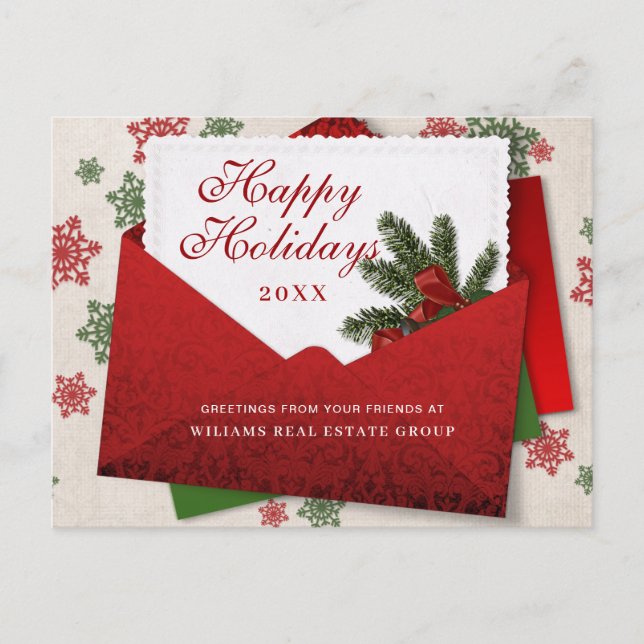 Weihnachts-Pine Branch Holiday Corporate Gruß Postkarte (Vorderseite)