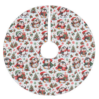 Weihnachts-Pinguin-Feiertagsstimmung Polyester Weihnachtsbaumdecke