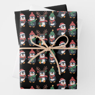 Weihnachts-Pinguin-Liebhaber Süße Tiere Familie Xm Geschenkpapier Set