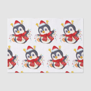 Weihnachts-Pinguin mit Lichtern Seidenpapier