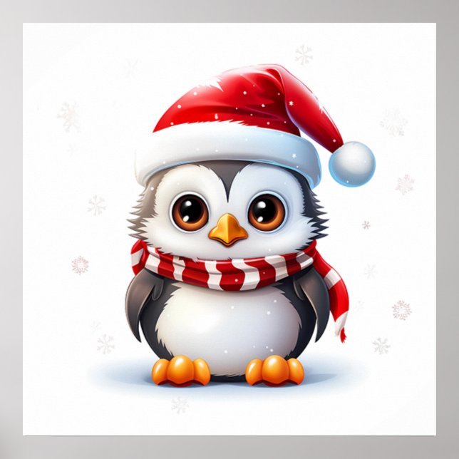 Weihnachts-Pinguin-Poster Poster (Vorne)