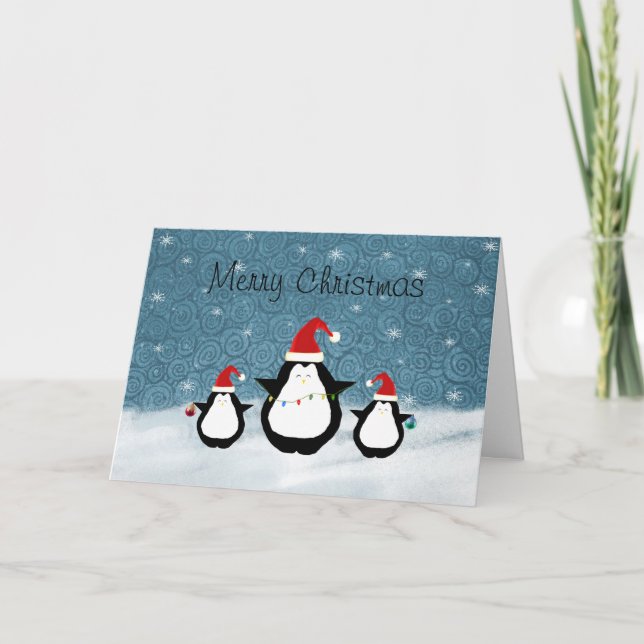 Weihnachts-Pinguine Weihnachtskarte Feiertagskarte (Vorderseite)