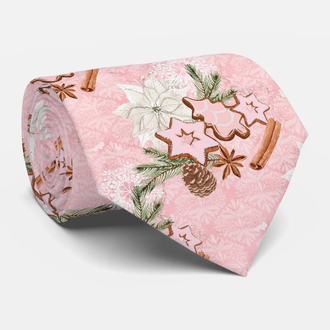 Weihnachts-Pink-Lebkuchen Krawatte (Gerollt)