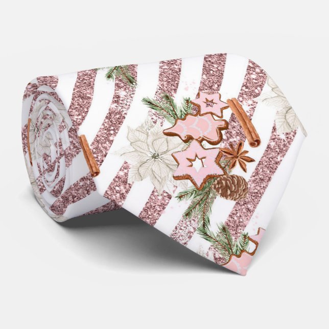 Weihnachts-Pink-Lebkuchen Krawatte (Gerollt)