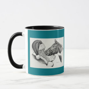 Weihnachts Pinto Paint Horse und Santa Tasse