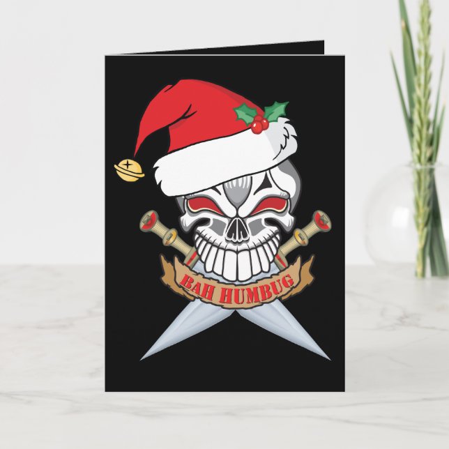 Weihnachts-Piratenschädel Feiertagskarte (Vorderseite)