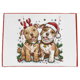 Weihnachts-Pit Bull-Hunde Große Geschenktüte