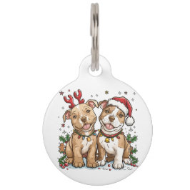 Weihnachts-Pit Bull-Hunde Haustiermarke