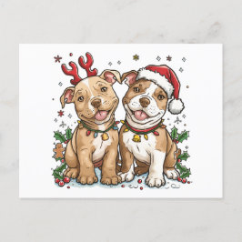 Weihnachts-Pit Bull-Hunde Postkarte