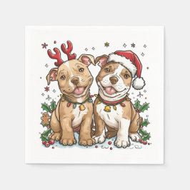Weihnachts-Pit Bull-Hunde Serviette