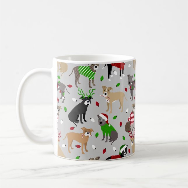 Weihnachts-Pitbull-Hunde Tasse (Links)
