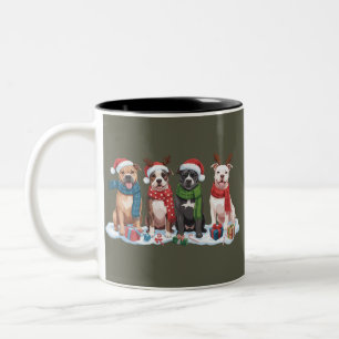 Weihnachts Pitbull Hundebesitzer Geschenk Urlaub X Zweifarbige Tasse