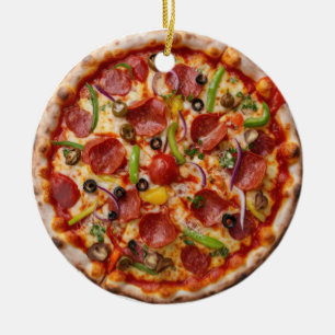 Weihnachts-Pizza, Lustiger Foodie, Weißer-Elefant- Keramik Ornament
