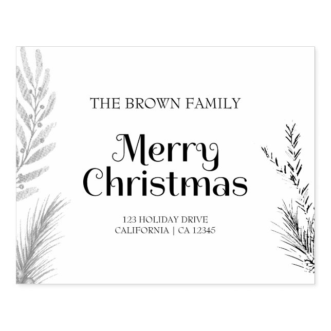 Weihnachts-Platz-Blätter Rücksendeadresse Familien Gummistempel (Prägung)