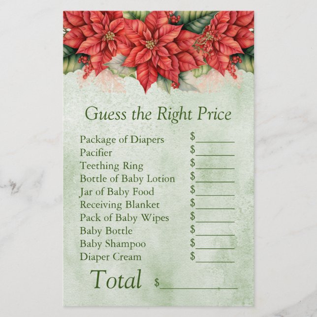 Weihnachts-Poinsettia Baby Duschenspielerin Rate P (Vorderseite)
