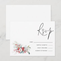 Weihnachts-Poinsettia Berries-Skript Hochzeit RSVP