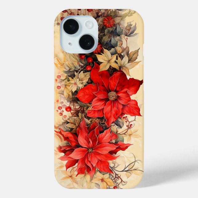 Weihnachts-Poinsettia-Blume Case-Mate iPhone Hülle (Rückseite)