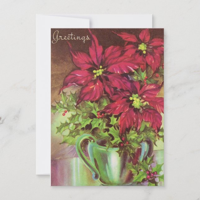 Weihnachts-Poinsettia-Blume Feiertagskarte (Vorderseite)