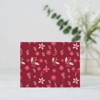 Weihnachts-Poinsettia-Blume und Kirschwrapping Pa Postkarte