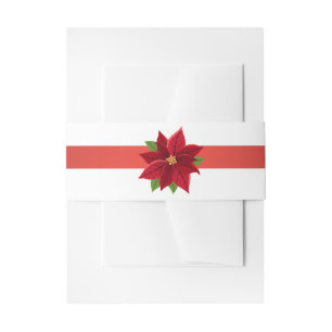 Weihnachts-Poinsettia Einladung Bauchband Einladungsbanderole