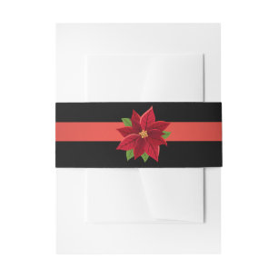 Weihnachts-Poinsettia Einladung Bauchband Einladungsbanderole
