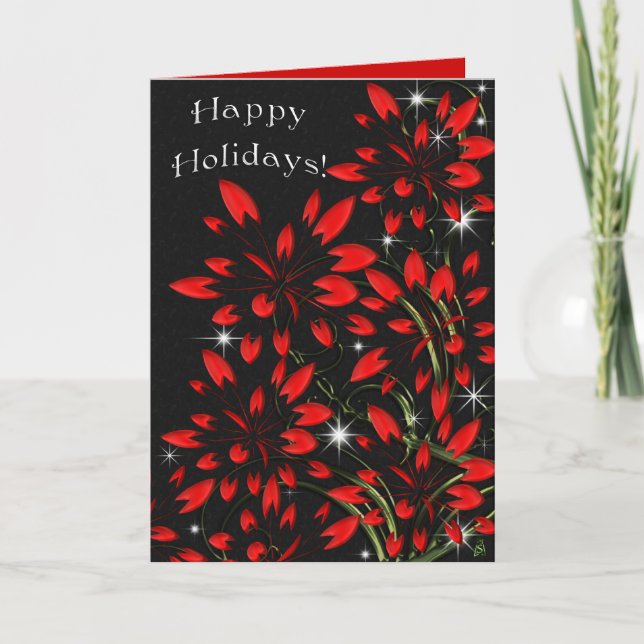 Weihnachts-Poinsettia Feuerwerk (Karte) Feiertagskarte (Vorderseite)