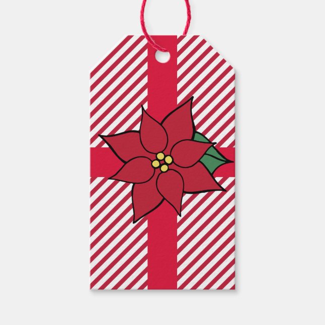 Weihnachts-Poinsettia-Geschenktasten Geschenkanhänger (Vorderseite)