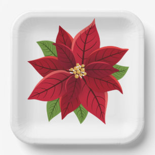 Weihnachts-Poinsettia Hochzeitspapier-Teller Pappteller