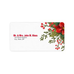 Weihnachts-Poinsettia-Hochzeitsplatz Adressaufkleber