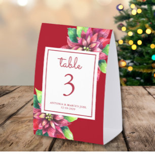 Weihnachts-Poinsettia-Hochzeitstisch Nummer Tischaufsteller