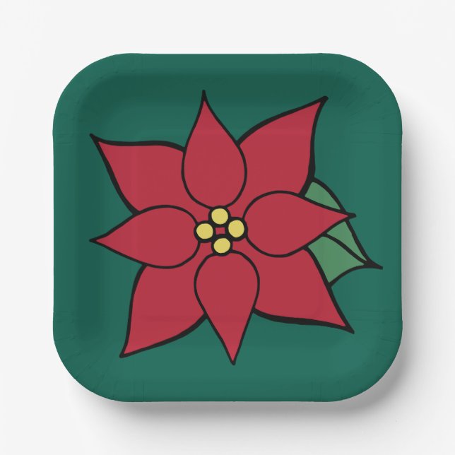 Weihnachts-Poinsettia Holiday Paper-Teller Pappteller (Vorderseite)