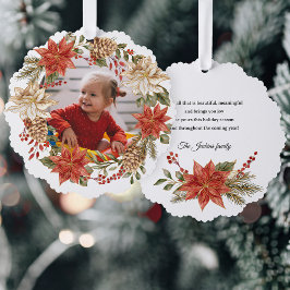 Weihnachts-Poinsettia-Kranz-Foto Ornament Karte