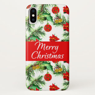 Weihnachts-Poinsettia-Muster iPhone X Hülle
